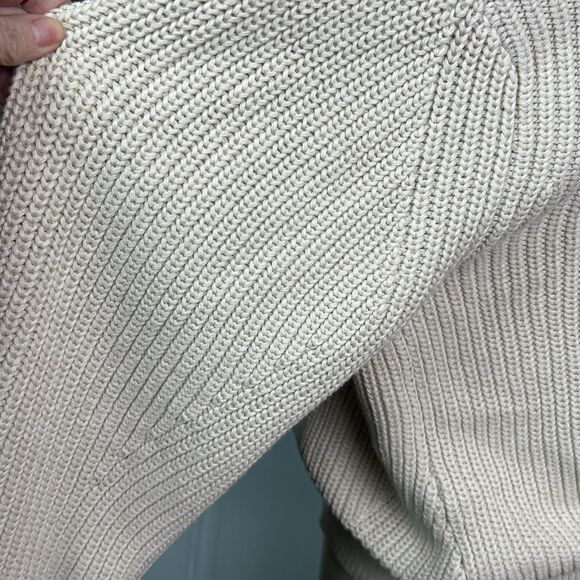 Gap Crewneck Sweater Shaker-Stitch Cotton Drop Shoulders Chino Beige Sz L NEW - Picture 5 of 11